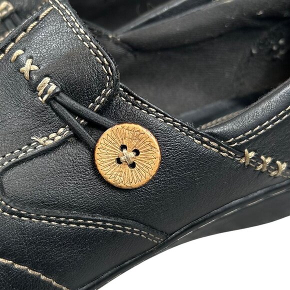 Clarks Sixty Delta Black Bendables Leather Slip-On Loafers Shoes Size 7.5W - Picture 6 of 11